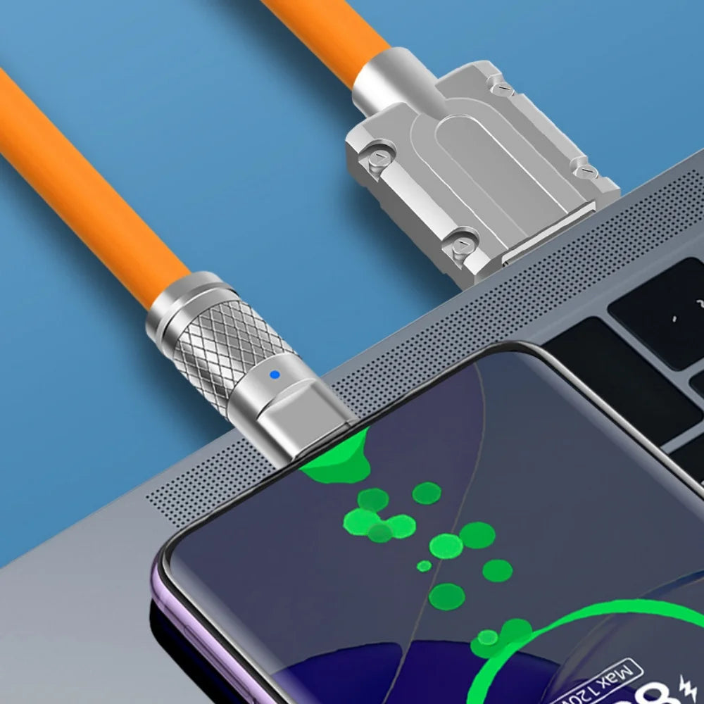 USB - TIPO C 180 Grados de Rotación, Cable de carga de datos 120w, Carga super rápida.