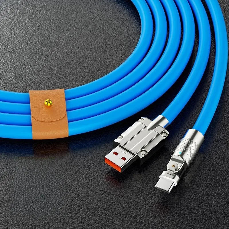 USB - TIPO C 180 Grados de Rotación, Cable de carga de datos 120w, Carga super rápida.