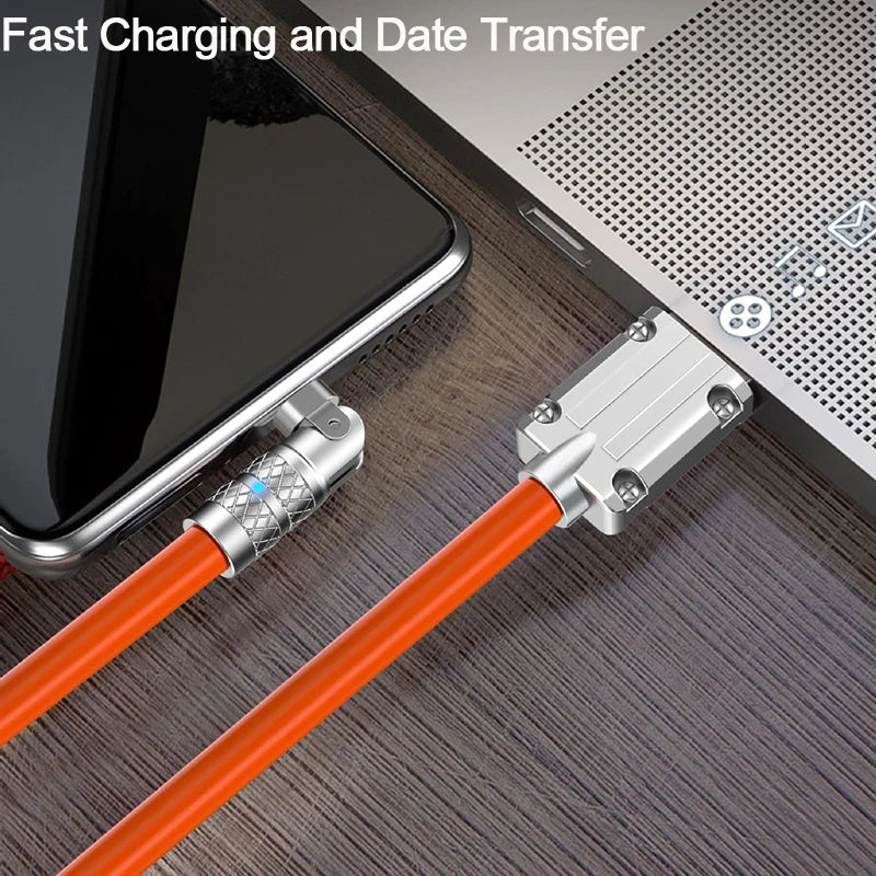 USB - TIPO C 180 Grados de Rotación, Cable de carga de datos 120w, Carga super rápida.