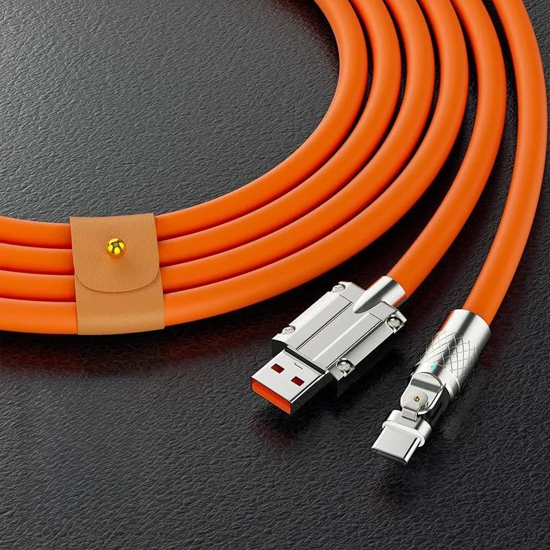 USB - TIPO C 180 Grados de Rotación, Cable de carga de datos 120w, Carga super rápida.