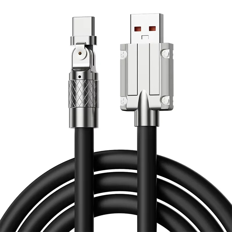 USB - TIPO C 180 Grados de Rotación, Cable de carga de datos 120w, Carga super rápida.