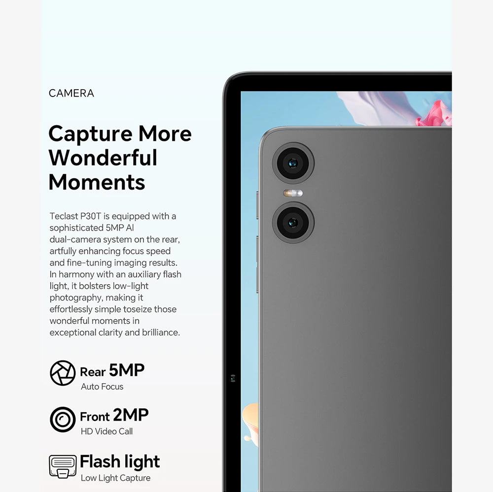 Tableta Teclast P30T Android 15 de 10,1" IPS, hasta 12 GB de RAM, 128 GB de ROM, procesador T606 de 8 núcleos, batería de 6000 mAh, teclado, funda, ratón, lápiz óptico, auriculares y soporte.