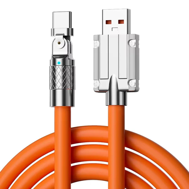 USB - TIPO C 180 Grados de Rotación, Cable de carga de datos 120w, Carga super rápida.